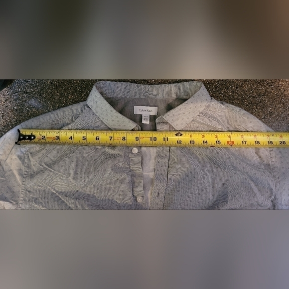 $60 Men's Calvin Klein Gray Checkered Pattern Casual Button Down Long Sleeve XL - Picture 10 of 11